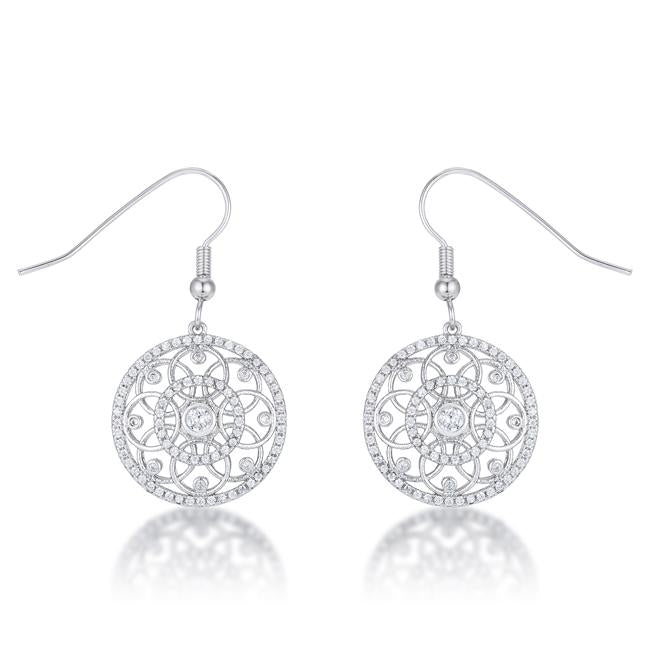 .95 Ct Interlocking Circle Rhodium and CZ Earrings