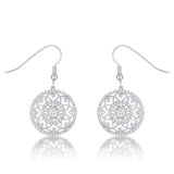 .95 Ct Interlocking Circle Rhodium and CZ Earrings