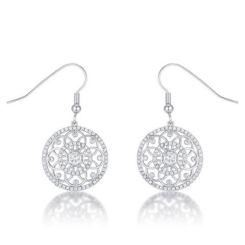 .95 Ct Interlocking Circle Rhodium and CZ Earrings