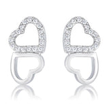 .17 Ct Melded Hearts Rhodium and CZ Stud Earrings