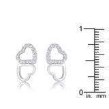 .17 Ct Melded Hearts Rhodium and CZ Stud Earrings