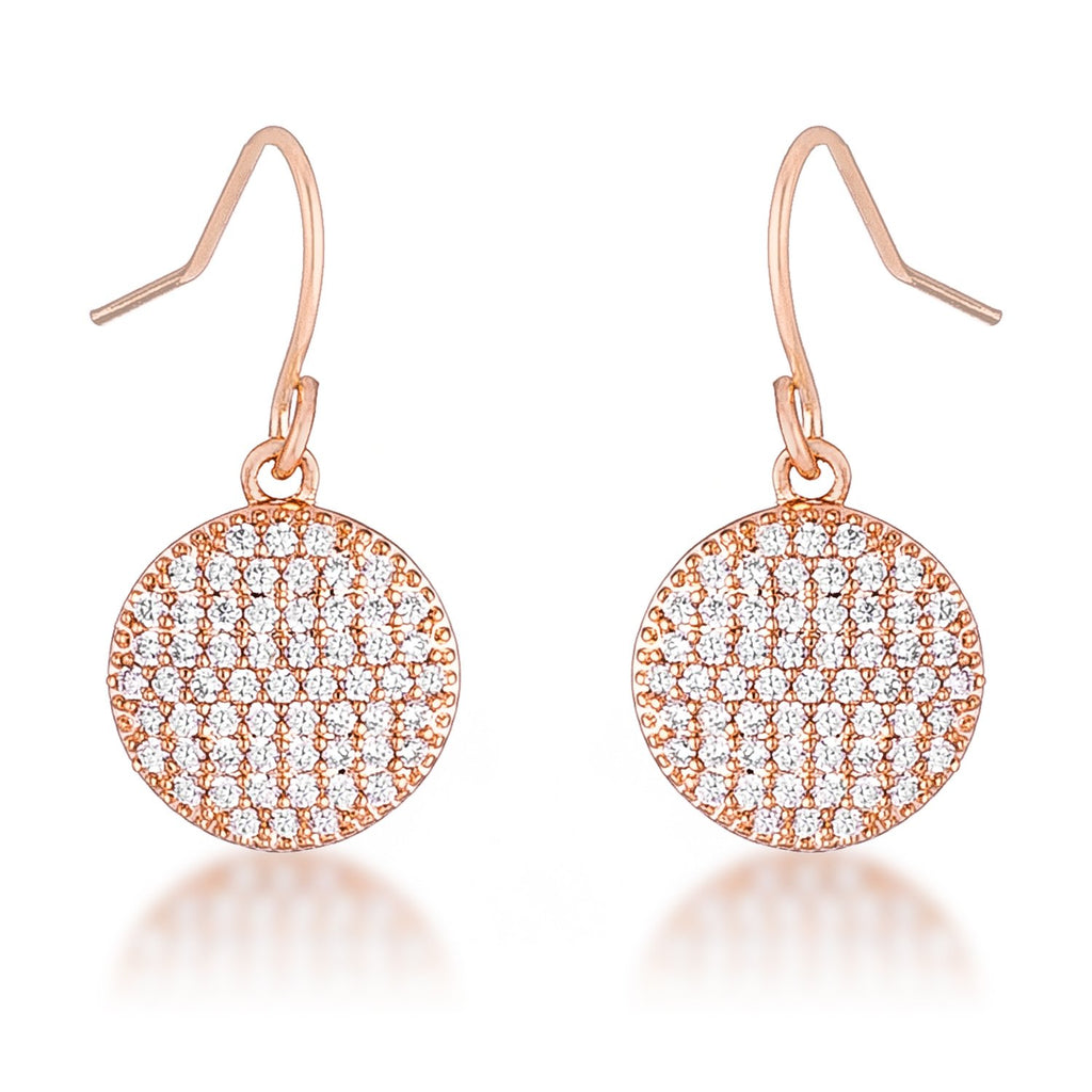 .6 Ct Elegant CZ Rose Gold Plated Disk Earrings