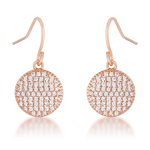 .6 Ct Elegant CZ Rose Gold Plated Disk Earrings