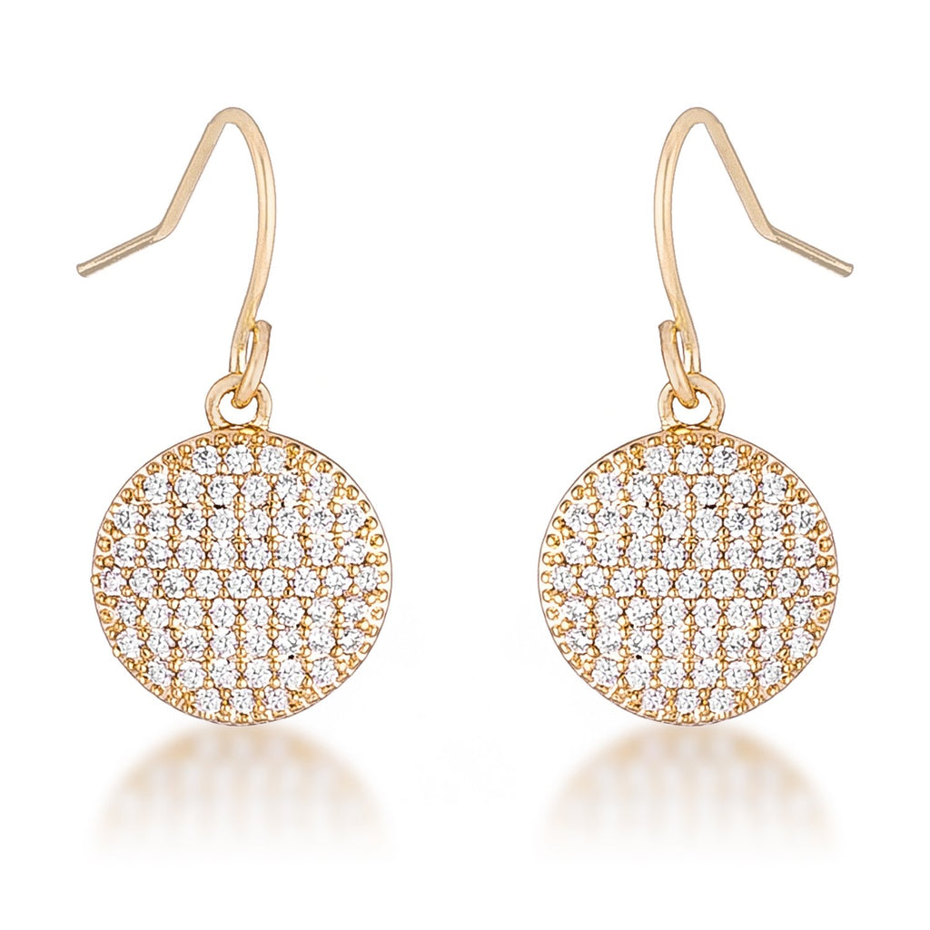 .6 Ct Elegant CZ Gold Plated Disk Earrings