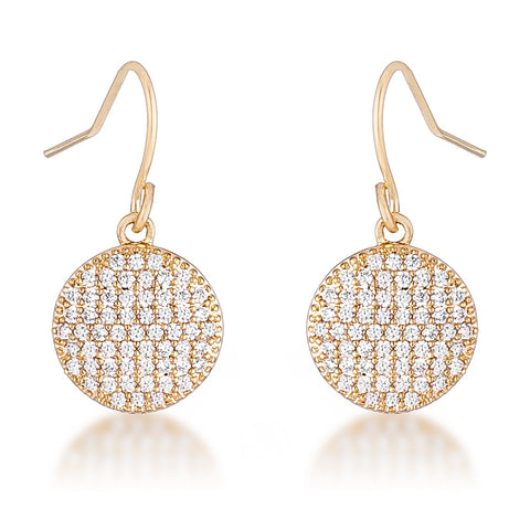 .6 Ct Elegant CZ Gold Plated Disk Earrings