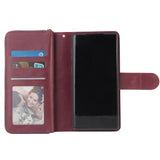 For Samsung A51 5G/A71 5G/Note 10 pro Pu Leather  Mobile Phone Cover Zipper Card Bag + Wrist Strap Red wine