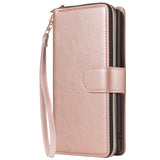 For Samsung A51 5G/A71 5G/Note 10 pro Pu Leather  Mobile Phone Cover Zipper Card Bag + Wrist Strap Rose gold