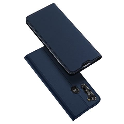 DUX DUCIS For Moto G8/G8 Power Leather Mobile Phone Cover Magnetic Protective Case Bracket with Cards Slot Royal blue_Moto G8