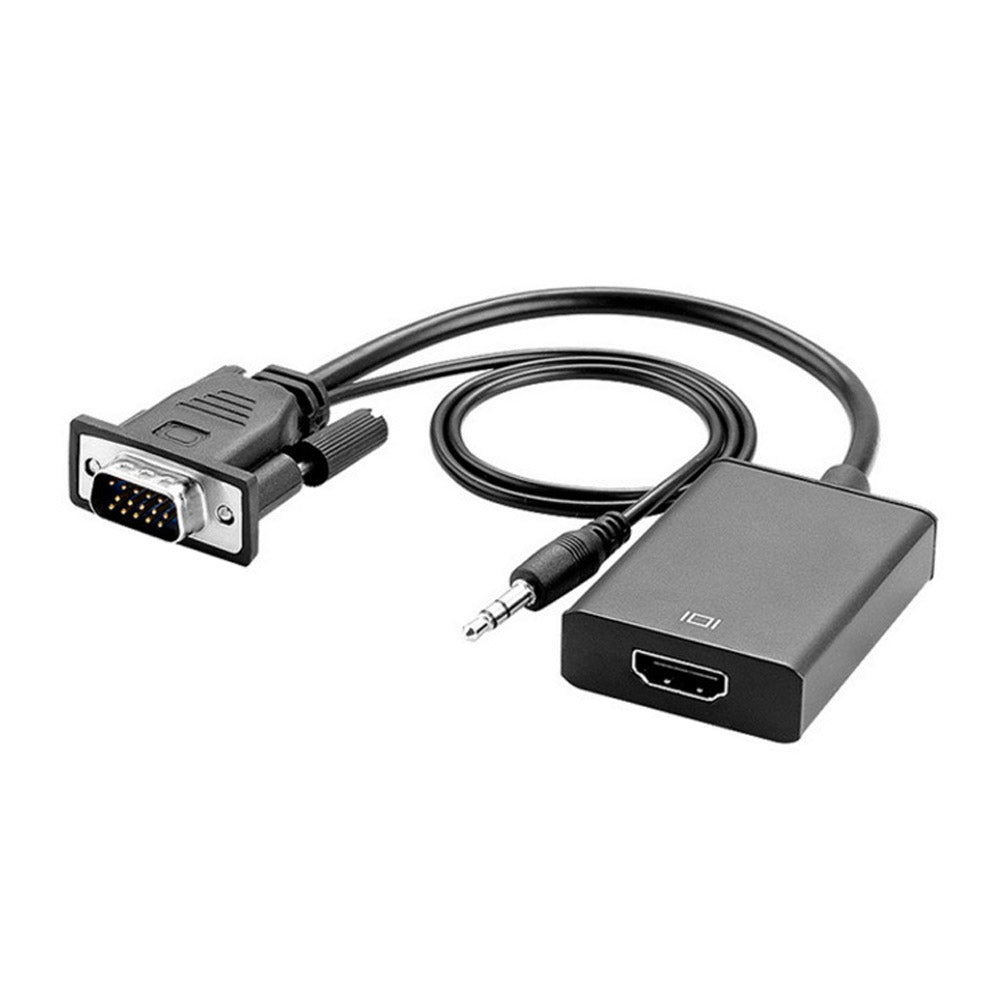 VGA Male to HDMI Female Adapter Converter Cable With 3.5 mm Audio Output 1080P VGA to HDMI for PC laptop to HDTV Projector PS4 black