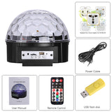 LED Disco Light - RGB, 9 LED, Bluetooth Music Play, TF Card Slot, 18w, 120-Degree Light Angle, Different Lighting Modes