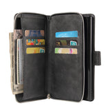 For Samsung A51 5G/A71 5G/Note 10 pro Pu Leather  Mobile Phone Cover Zipper Card Bag + Wrist Strap black