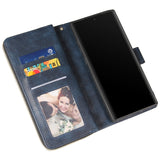 For Samsung A51 5G/A71 5G/Note 10 pro Pu Leather  Mobile Phone Cover Zipper Card Bag + Wrist Strap blue