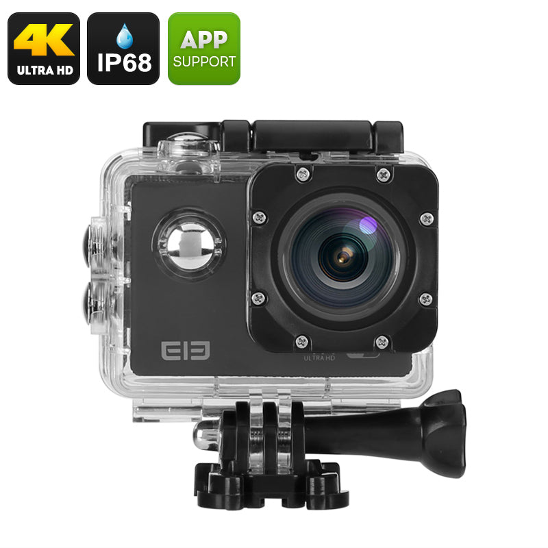 Elephone ELE Explorer 4K Action Camera - 16MP Sensor, 170 Degree View, 2 Inch Display, IP68 Case, Wi-Fi (Black)