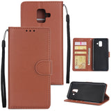 For Samsung A6 2018 Flip-type Leather Protective Phone Case with 3 Card Position Buckle Design Phone Cover  brown