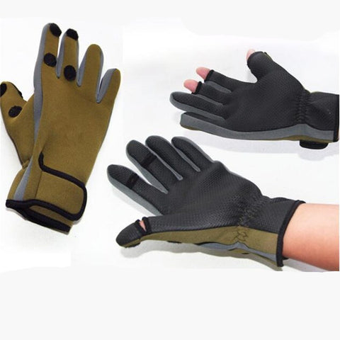 Elastic Diving Fabric Non-slip Windproof Waterproof Breathable Warm Professional Ice Fishing 2 Finger Appearing Gloves