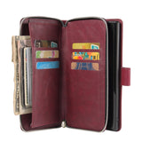 For Samsung A51 5G/A71 5G/Note 10 pro Pu Leather  Mobile Phone Cover Zipper Card Bag + Wrist Strap Red wine