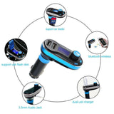 Bluetooth mp3 Car FM Transmitter MP3 Player Radio Adapter Kit USB Charger 2 Outlets blue