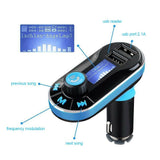 Bluetooth mp3 Car FM Transmitter MP3 Player Radio Adapter Kit USB Charger 2 Outlets blue