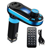 Bluetooth mp3 Car FM Transmitter MP3 Player Radio Adapter Kit USB Charger 2 Outlets blue