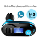 Bluetooth mp3 Car FM Transmitter MP3 Player Radio Adapter Kit USB Charger 2 Outlets blue