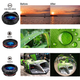 Phone Camera Zoom Lens Kit for iOS Android Smartphones, 5 in 1 HD 180ø Fisheye Lens, 0.36X Wide Angle Lens, 15X Macro Lens and 12X Telephoto Lens Camera Lens for Tablet PC Five-in-one suit