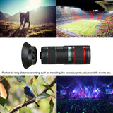 Phone Camera Zoom Lens Kit for iOS Android Smartphones, 5 in 1 HD 180ø Fisheye Lens, 0.36X Wide Angle Lens, 15X Macro Lens and 12X Telephoto Lens Camera Lens for Tablet PC Five-in-one suit