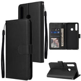 For HUAWEI PSmart 2020/Y5P/Y6P PU Leather Mobile Phone Cover with 3 Cards Slots Phone Frame black