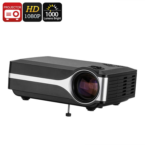 DLP Projector - FHD Support, 1000 Lumen LED, 800x480p Native Resolution, Built-In Speaker, HDMI, VGA, AV, USB