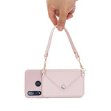 For HUAWEI P30/P30 Lite/P30 Pro Mobile Phone Cover with Pu Leather Card Holder + Hand Rope + Straddle Rope Pink