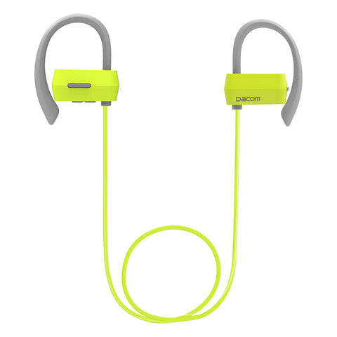 DACOM P7 Bluetooth Headphones Sports Ear-Hook Wireless Headset with Mic Stereo Earphones for Smartphone - Green Gray