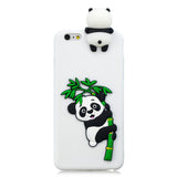 For iPhone 5/5S/SE/6/6S/6 Plus/6S Plus/7/8/7 Plus/8 Plus Phone Case 3D Cartoon Panda Bamboo Cellphone Back Shell Shockproof Smartphone Cover White