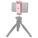 Phone Clamp Quick Release Clip Tripod Mount with 1/4 inch Screw Hole for Smartphone Pink