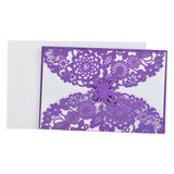 10x Elegant Laser Cut Butterfly Floral Hollow Wedding Invitations Cards Set for Wedding Engagement Bridal Shower, Purple