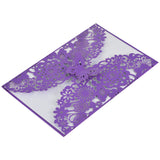 10x Elegant Laser Cut Butterfly Floral Hollow Wedding Invitations Cards Set for Wedding Engagement Bridal Shower, Purple