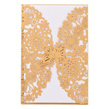 10x Elegant Laser Cut Butterfly Floral Hollow Wedding Invitations Cards Set for Wedding Engagement Bridal Shower, Purple