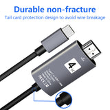 USB-C Support 4K 30Hz USB 3.1 Type-c Male to HDMI Male HD Adapter Connecting Cable  gray