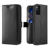 DUX DUCIS For Samsung A51/A71 Fall Resistant Mobile Phone Cover Magnetic Leather Protective Case Bracket with 3 Cards Slot black_Samsung A51