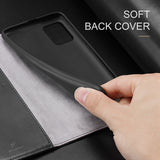 DUX DUCIS For Samsung A51/A71 Fall Resistant Mobile Phone Cover Magnetic Leather Protective Case Bracket with 3 Cards Slot black_Samsung A51