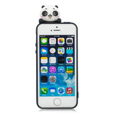 For iPhone 5/5S/SE/6/6S/6 Plus/6S Plus/7/8/7 Plus/8 Plus Phone Case 3D Cartoon Panda Bamboo Cellphone Back Shell Shockproof Smartphone Cover White