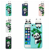 For iPhone 5/5S/SE/6/6S/6 Plus/6S Plus/7/8/7 Plus/8 Plus Phone Case 3D Cartoon Panda Bamboo Cellphone Back Shell Shockproof Smartphone Cover White