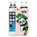 For iPhone 5/5S/SE/6/6S/6 Plus/6S Plus/7/8/7 Plus/8 Plus Phone Case 3D Cartoon Panda Bamboo Cellphone Back Shell Shockproof Smartphone Cover White