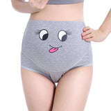 Cotton Breathable Adjustable Pregnant High-waist Shorts Panties with Cartoon Pattern Seamless Underwear Gift blue_L