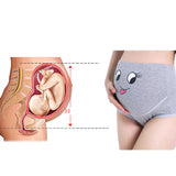 Cotton Breathable Adjustable Pregnant High-waist Shorts Panties with Cartoon Pattern Seamless Underwear Gift blue_L