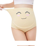 Cotton Breathable Adjustable Pregnant High-waist Shorts Panties with Cartoon Pattern Seamless Underwear Gift blue_L