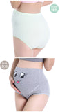 Cotton Breathable Adjustable Pregnant High-waist Shorts Panties with Cartoon Pattern Seamless Underwear Gift blue_XXL