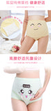 Cotton Breathable Adjustable Pregnant High-waist Shorts Panties with Cartoon Pattern Seamless Underwear Gift blue_L