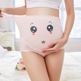 Cotton Breathable Adjustable Pregnant High-waist Shorts Panties with Cartoon Pattern Seamless Underwear Gift blue_L