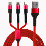 Fast USB Charging Cable Universal 3 in 1 Multi Function Cell Phone Cord Charger black