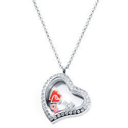 Inspire Heart Floating Locket ringed with stones