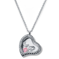 Always Heart Floating Locket ringed with stones